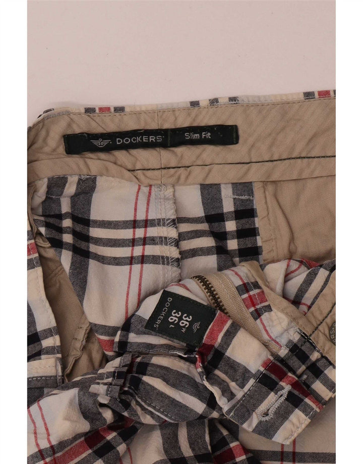 Dockers Mens Khakis Slim Fit Casual Shorts W36 Large Multicoloured Check