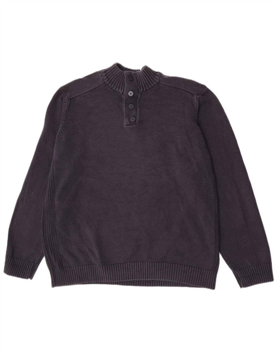 Marks & Spencer Mens Blue Harbour Button Neck Jumper Sweater XL Navy Cotton