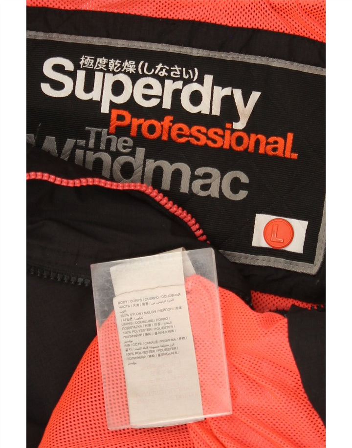 Giacca antipioggia da donna con cappuccio grafico Windmac SUPERDRY UK 16 grande nylon nero