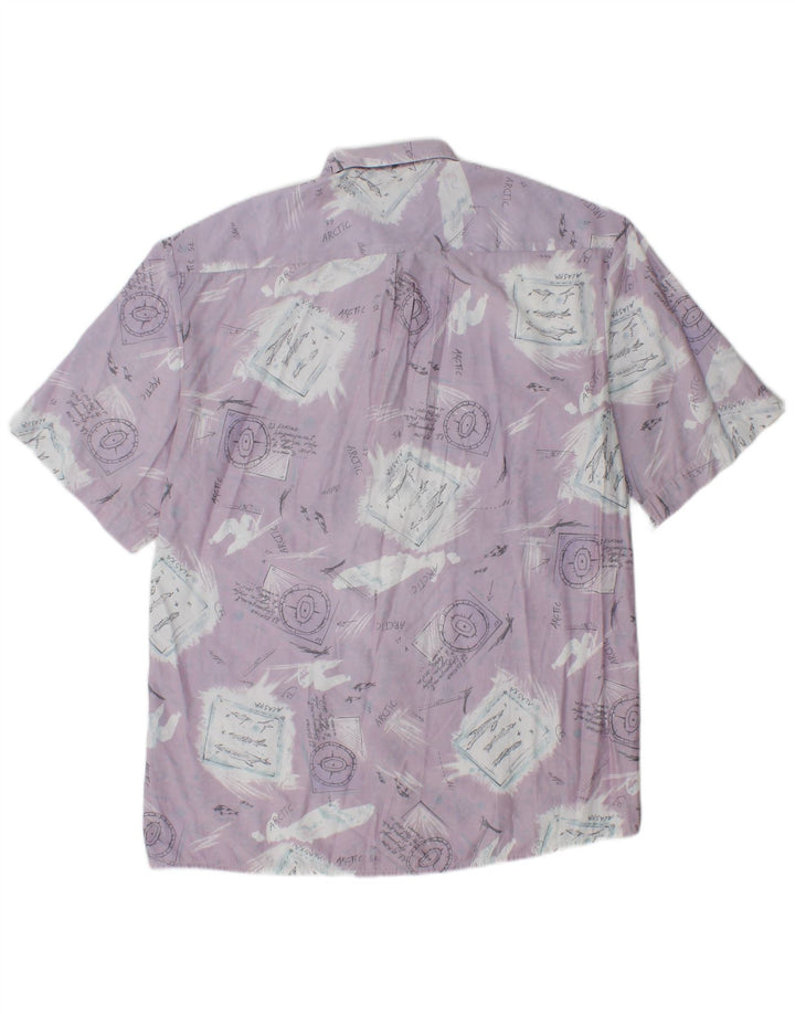 JUPITER Mens Short Sleeve Shirt Size 40 Medium Purple Patchwork