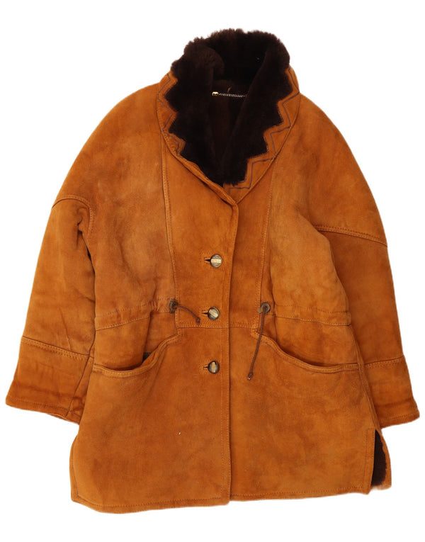 manteau en peau de mouton surdimensionné vintage pour femmes IT 44 Brun moyen