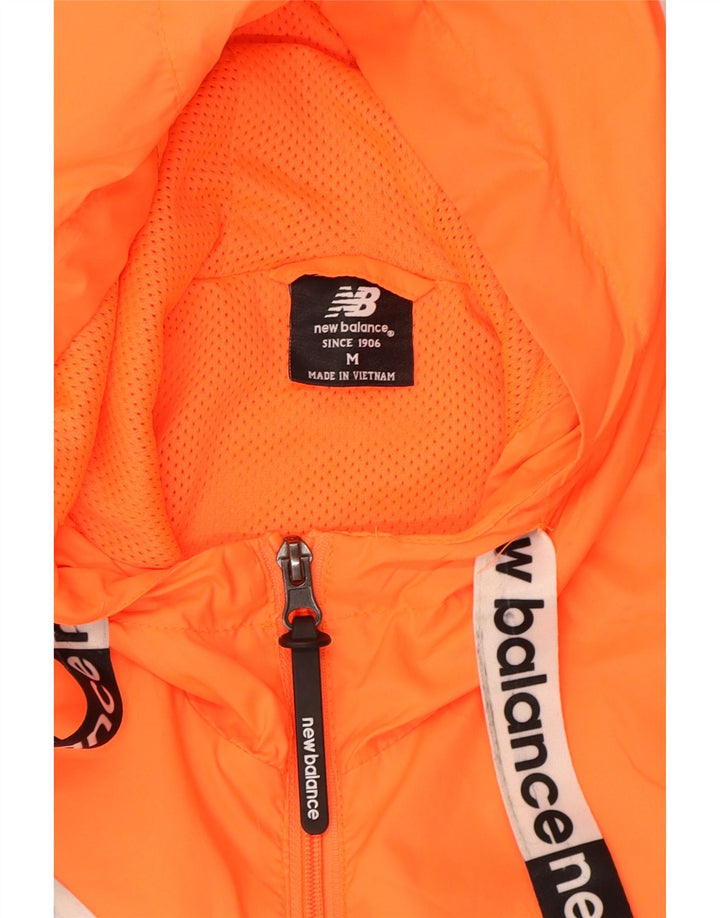 NEW BALANCE Womens Graphic Hooded Rain Jacket UK 14 Medium Orange
