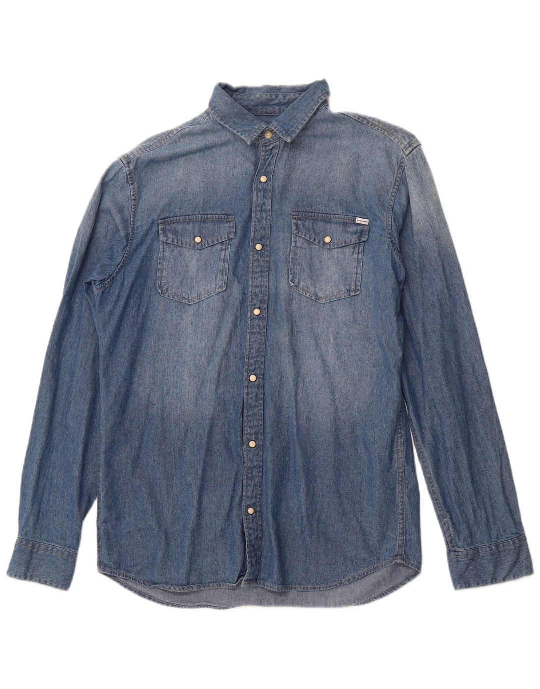JACK & JONES Mens Denim Shirt Large Blue Cotton