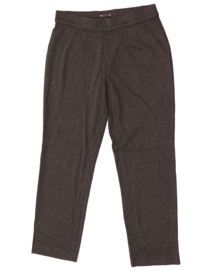 Marks & Spencer Pantalon Femme UK 14 Large W32 L28 Gris Pied-de-Poule