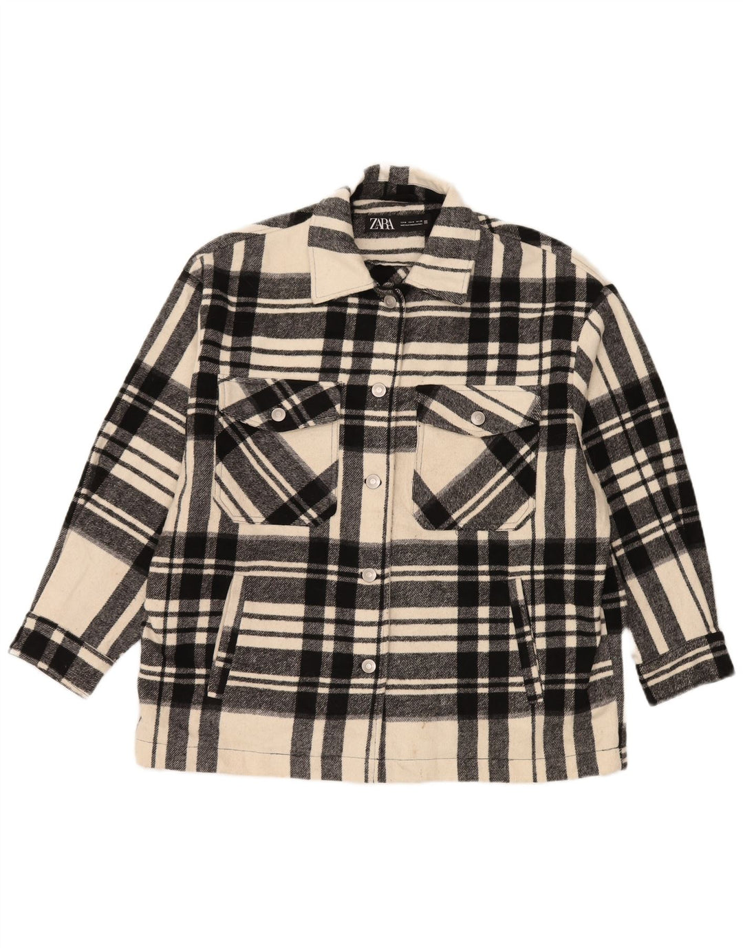 Zara Womens Oversized Utility Jacket UK 14 Medium Black Ternet polyester