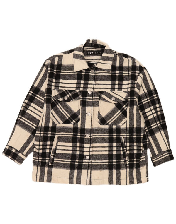 Jachetă utilitare supradimensionată pentru femei Zara UK 14 Medium Black Check Poliester