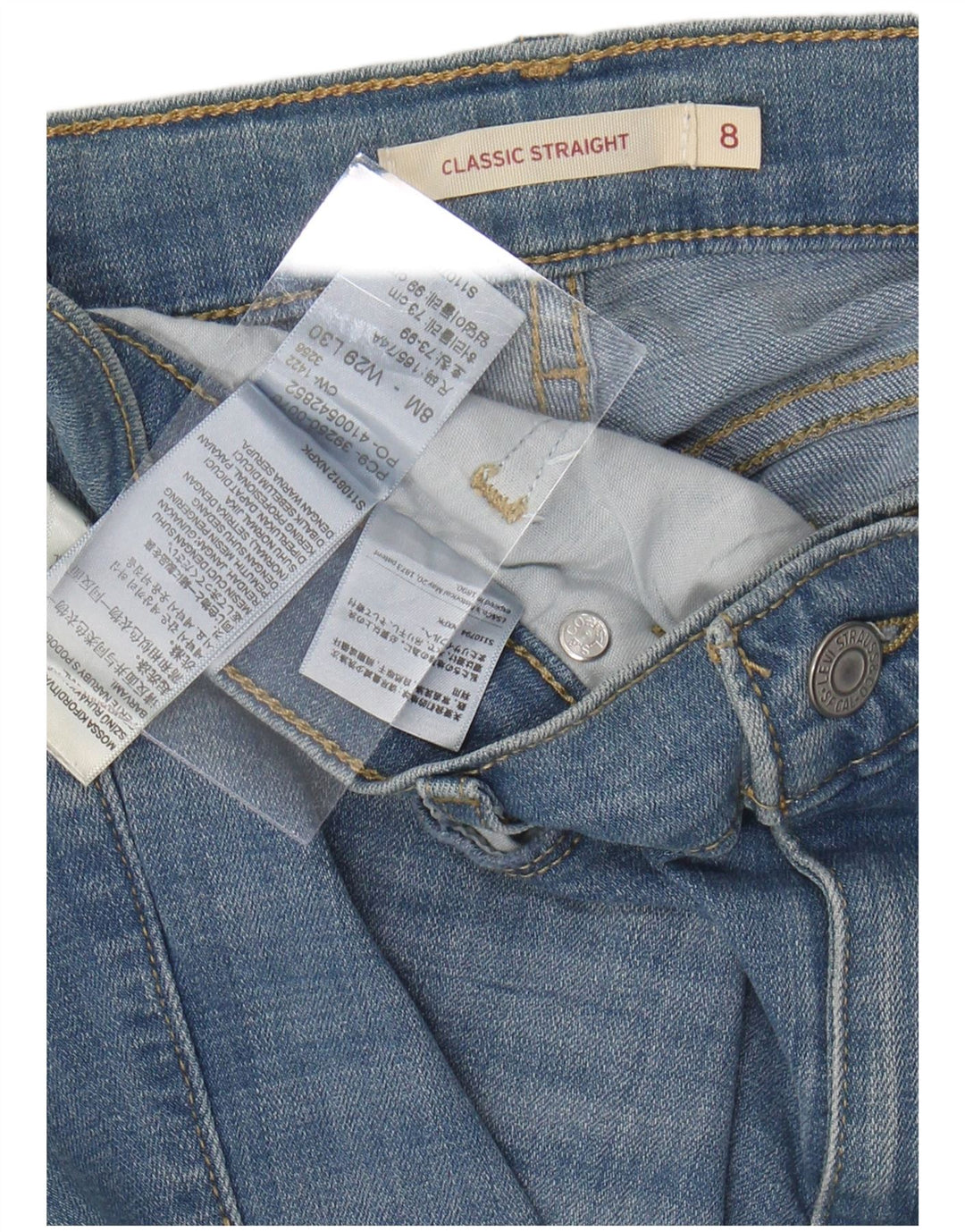 LEVI'S Dame Klassiske Straight Jeans US 8 Medium W29 L30 Blå Bomuld