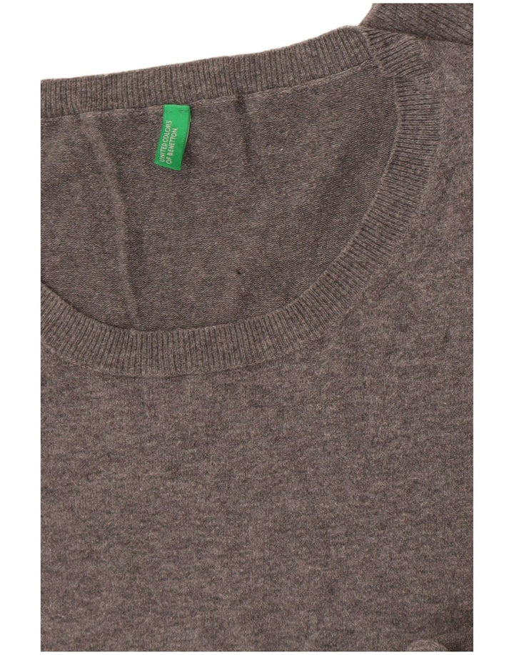 Benetton Mens Crew Neck Jumper Sweater Medium Grey