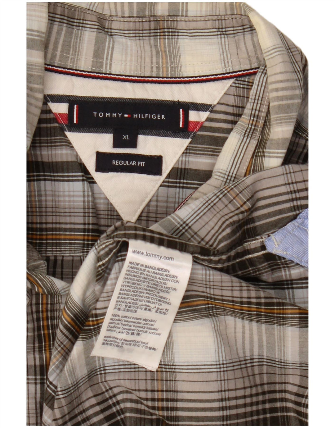 Tommy Hilfiger Mens Regular Fit Shirt XL Grey Check Cotton