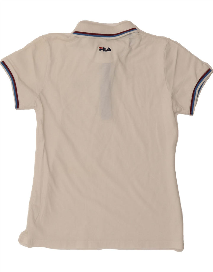 FILA Womens Polo Shirt UK 14 Large White Cotton Vintage Fila and Second-Hand Fila from Messina Hembry 