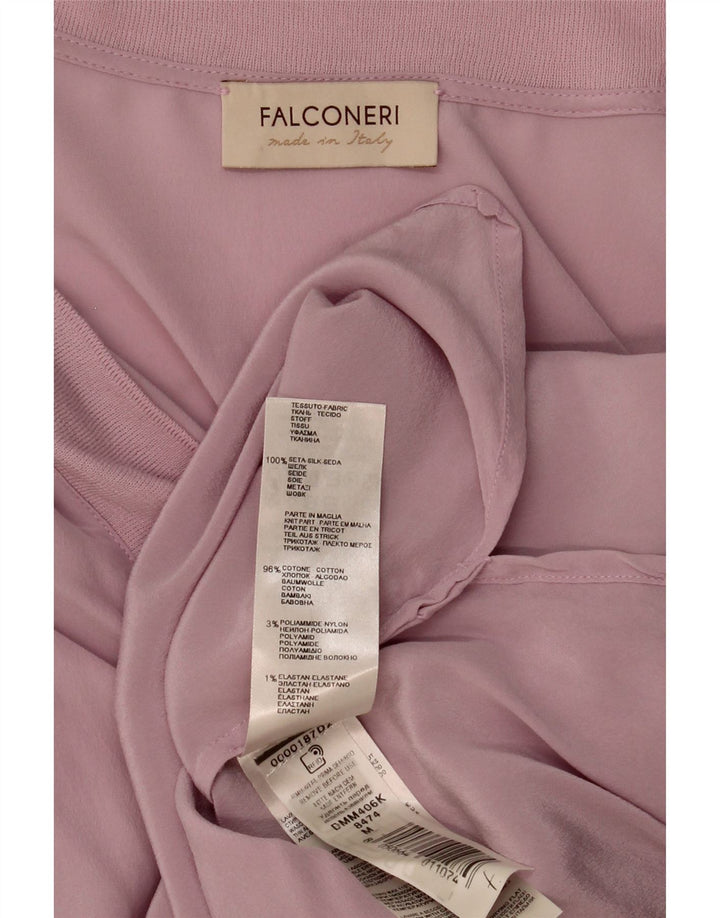 FALCONERI Womens Blouse Top UK 14 Medium Pink Silk