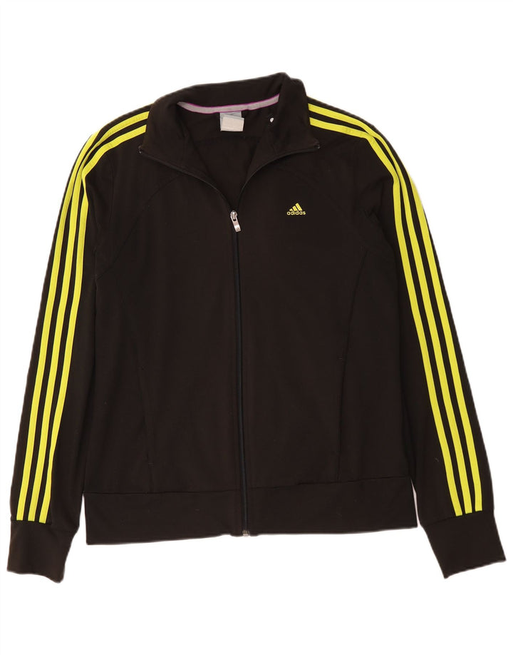 Adidas Womens Tracksuit Top Jacket UK 12/14 Medium Black Polyester