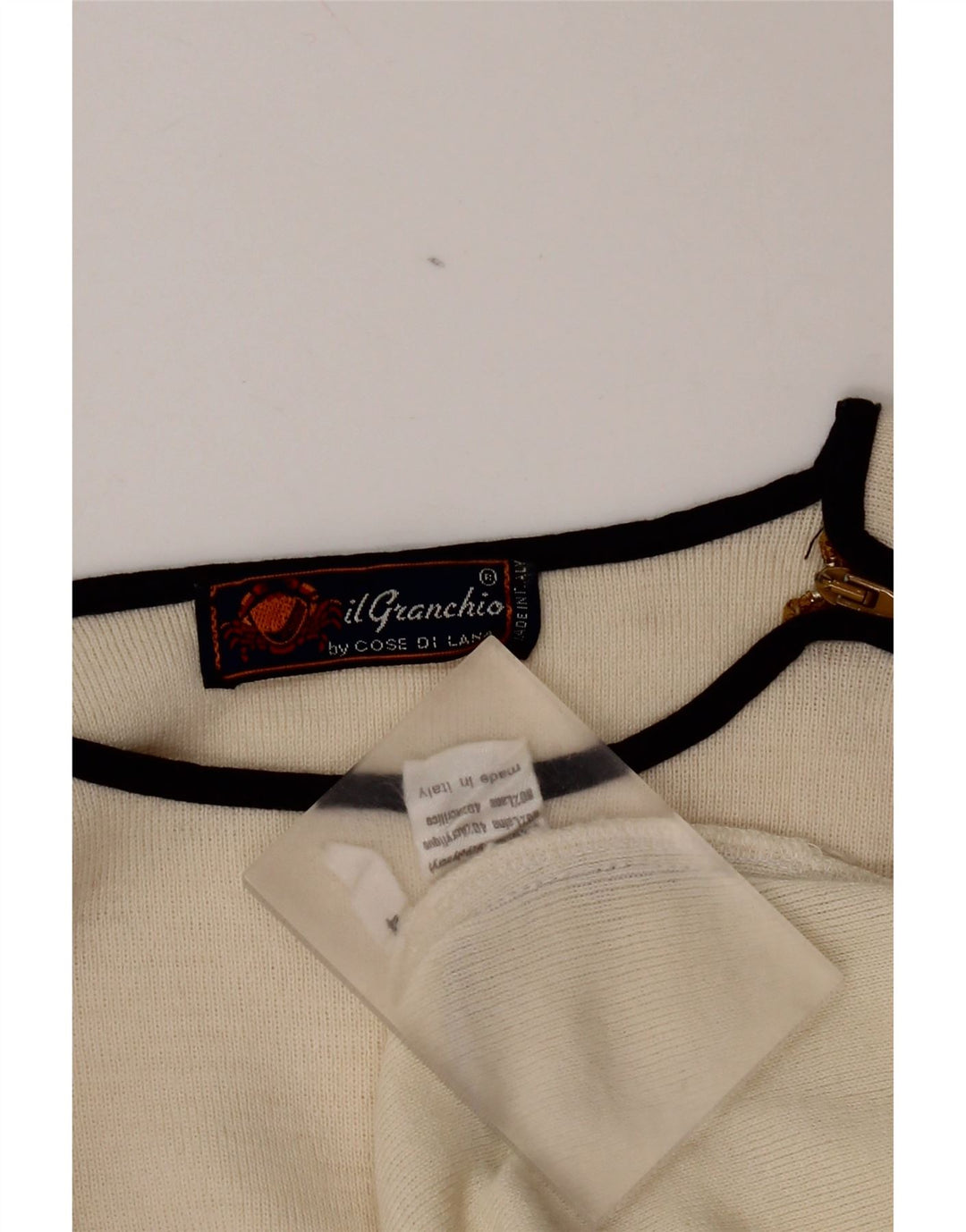 Il Granchio Herren-Pullover mit Rundhalsausschnitt, mittelgroß, cremefarbene Wolle