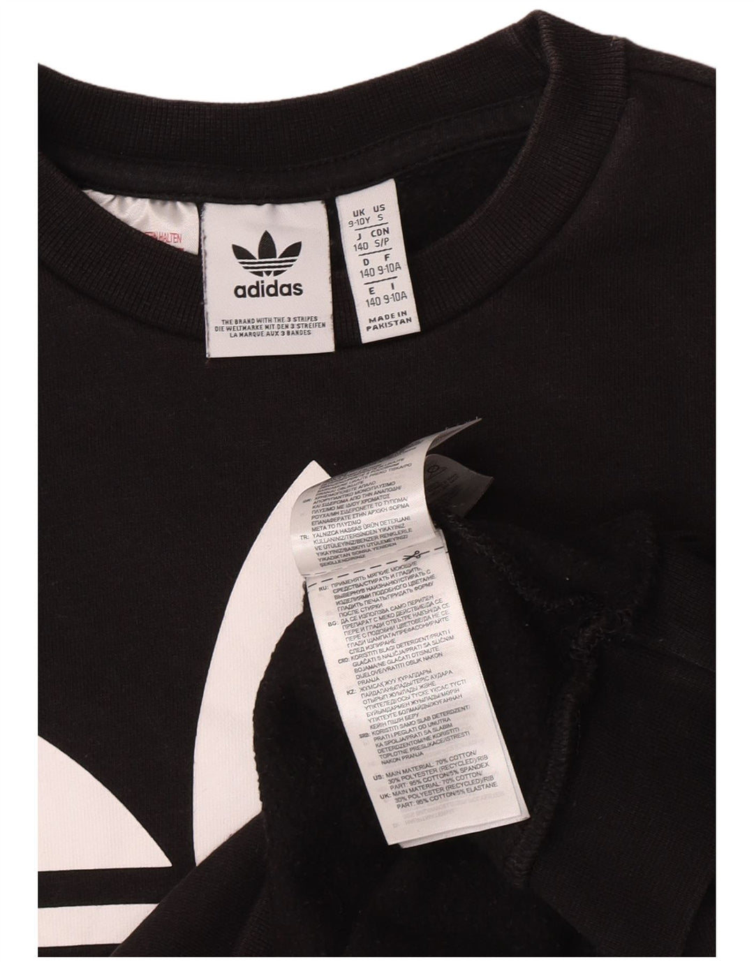 Adidas Boys Graphic Sweatshirt Jumper 9-10 Years Black Cotton