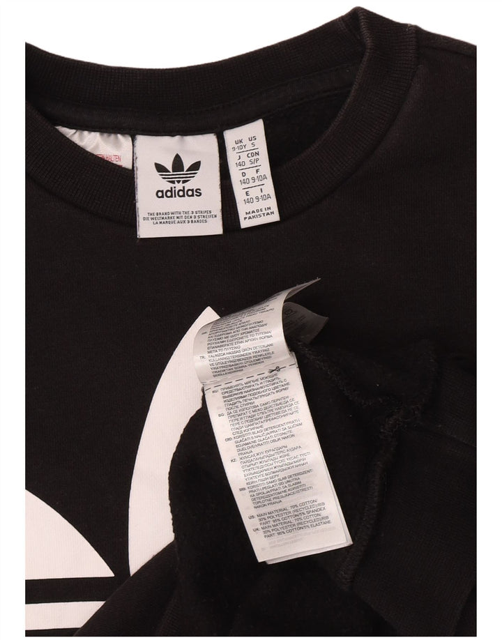 Adidas Boys Graphic Sweatshirt Jumper 9-10 Years Black Cotton