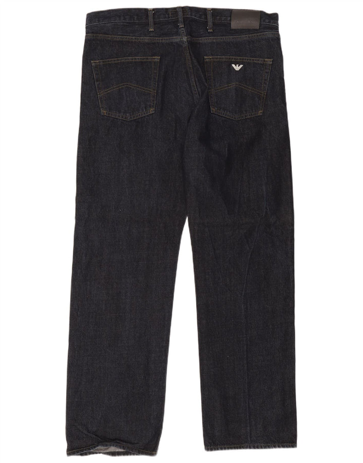 Armani Mens Straight Jeans W40 L32 Navy Blue Cotton