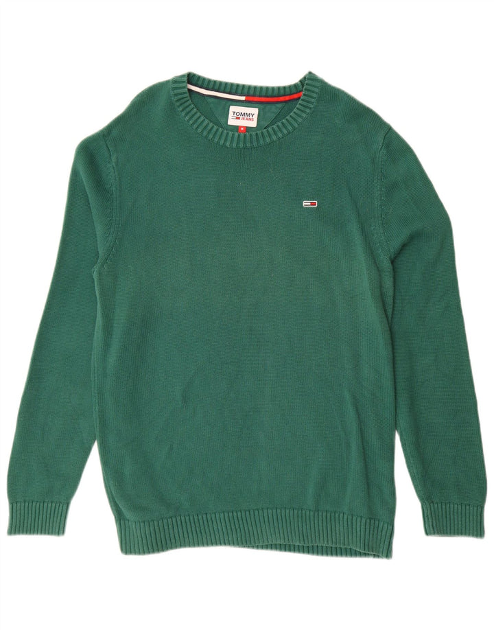 TOMMY HILFIGER Mens Crew Neck Jumper Sweater Medium Green Cotton