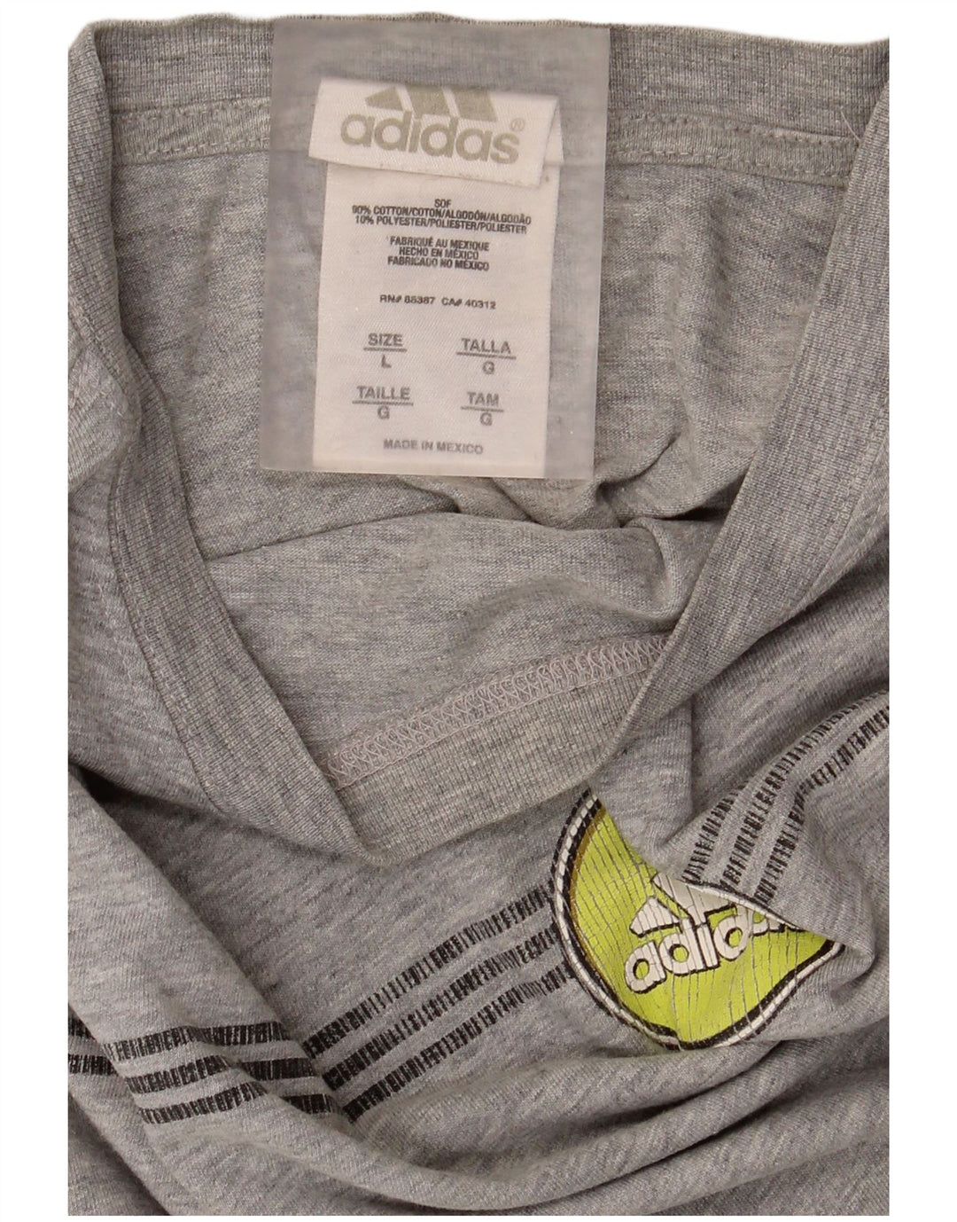 Adidas Mens Graphic Top Long Sleeve Large Grey Cotton