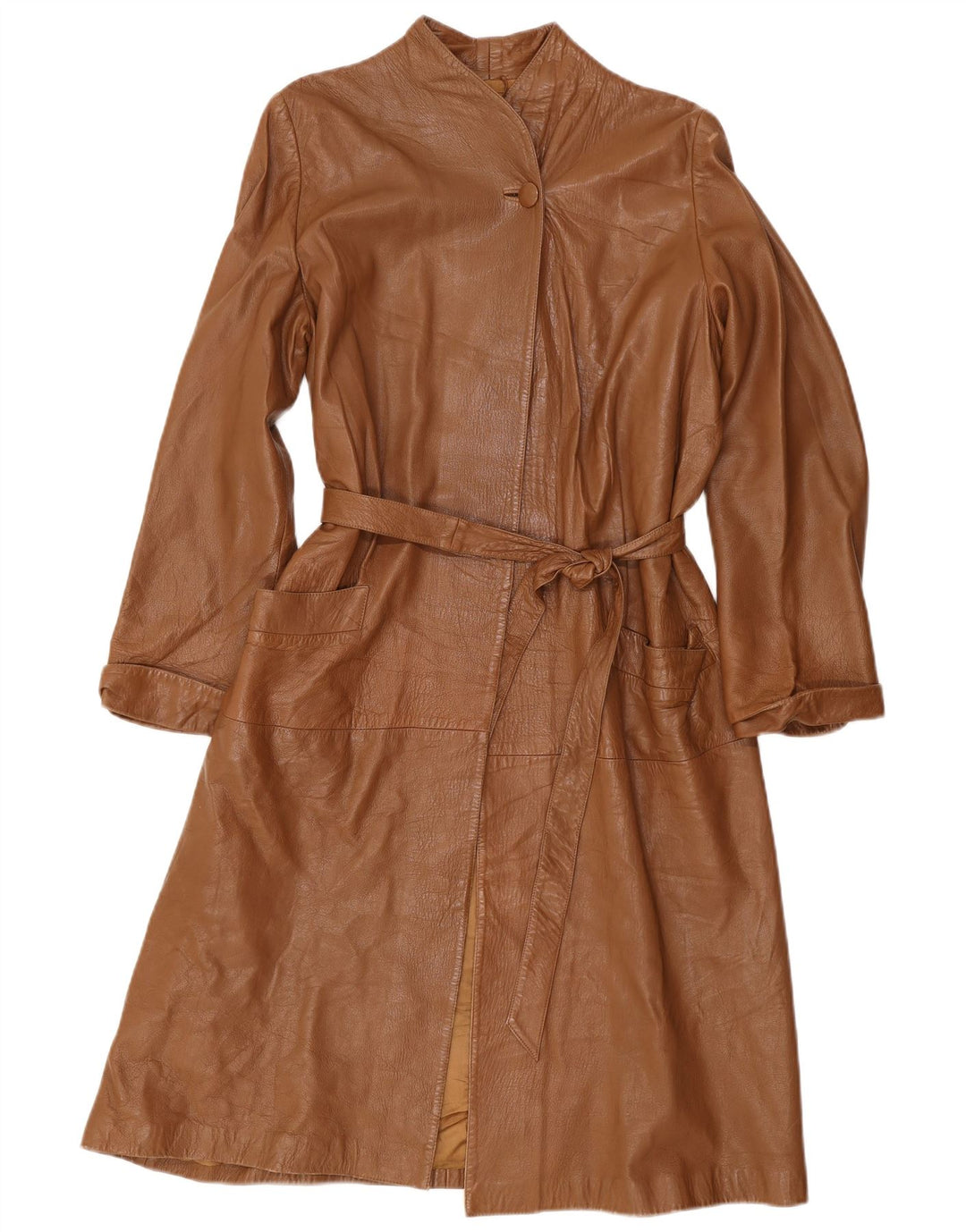 Vintage Womens Oversized Leather Coat IT 40 Small Brown