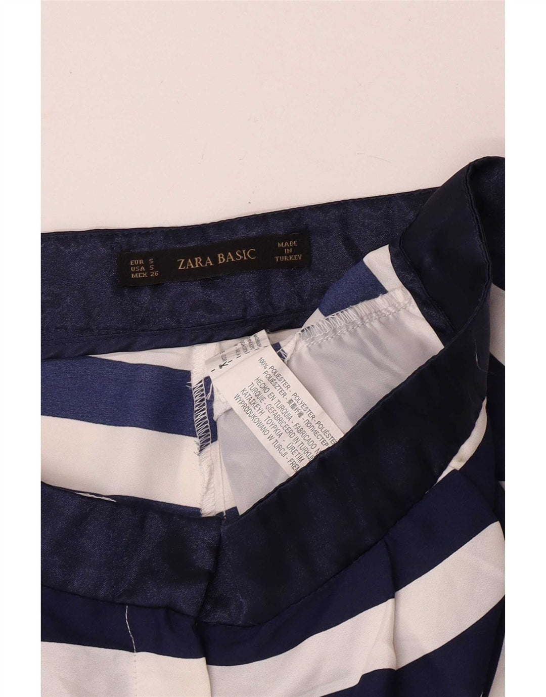 Zara Womens Chino Shorts Small W26  Navy Blue Striped Polyester