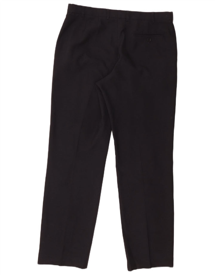 Marks & Spencer Mens Regular Suit Trousers W36 L33 Navy Blue Polyester