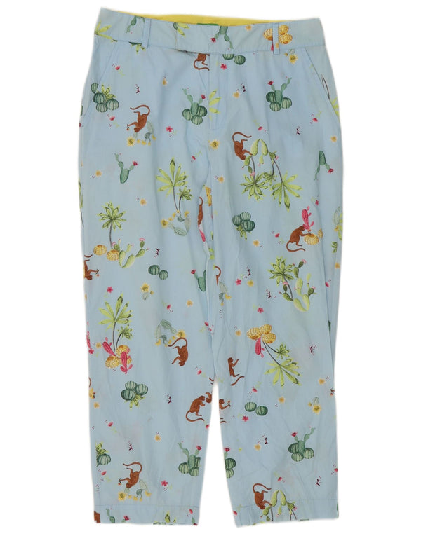 Benetton Womens Straight Cropped Trousers W30 L24 Blue Floral