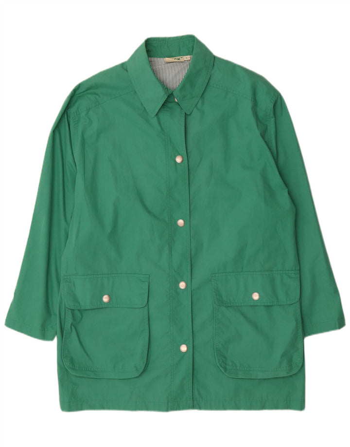 VINTAGE Womens Oversized Overcoat UK 16 Large Green Polyester