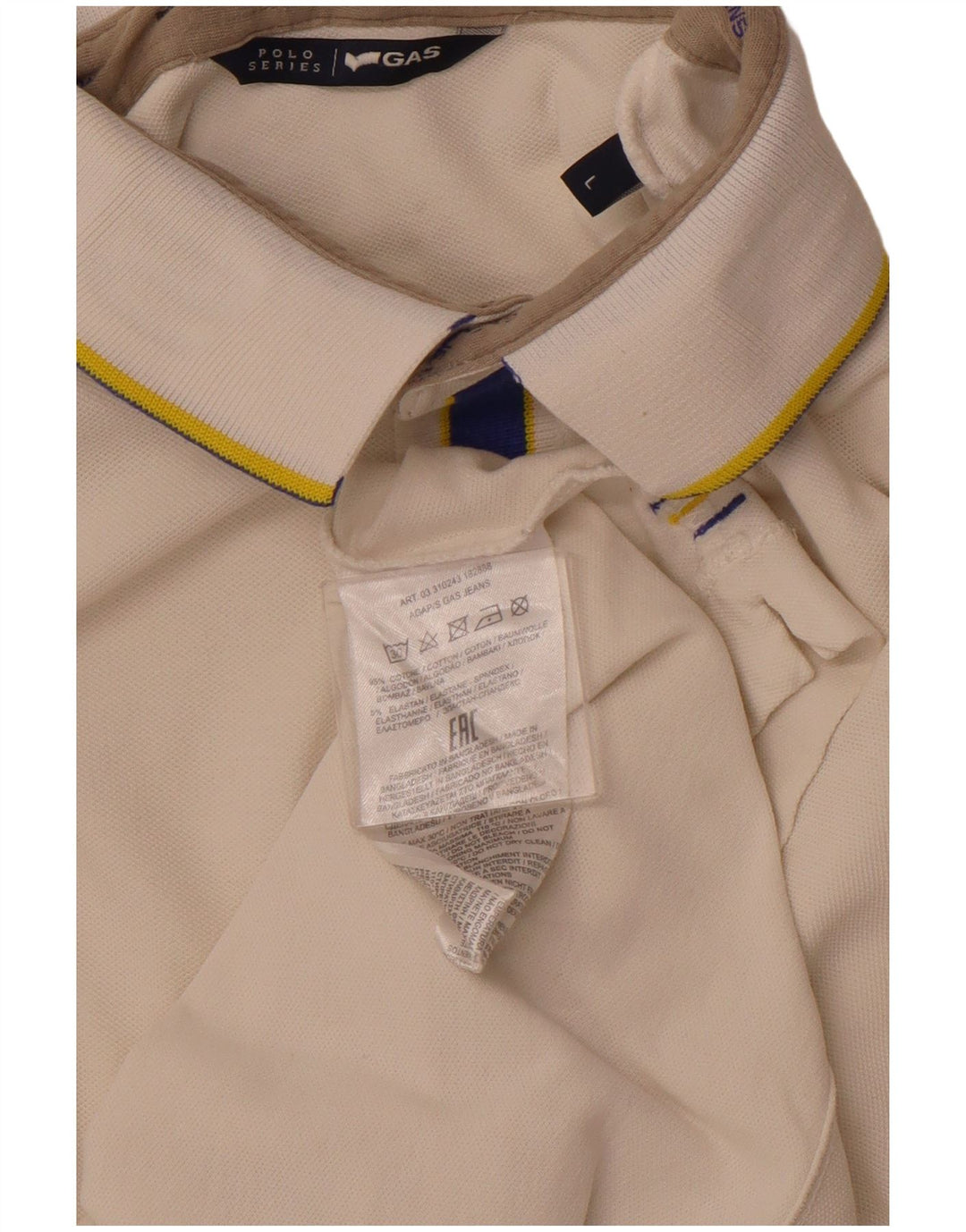 GAS Mens Polo Shirt Large White Cotton