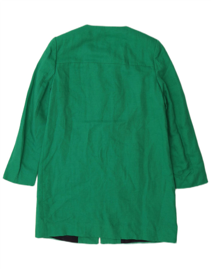 Zara Womens Overcoat UK 10 Small Green Cotton