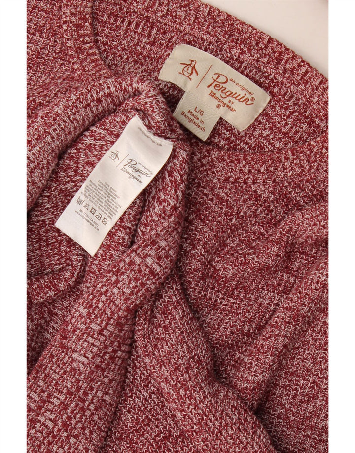 Penguin Mens Crew Neck Jumper Sweater Large Maroon Flecked Cotton