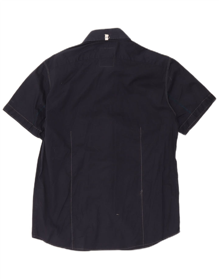 G-Star Mens Short Sleeve Shirt Large Navy Blue Cotton
