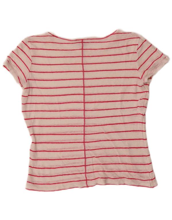 Massimo Dutti Dame T-Shirt Top UK 6 XS Hvid Stribet
