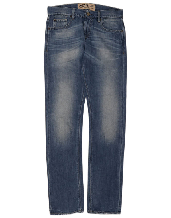 Rifle Womens Straight Jeans W28 L33 Blue Cotton