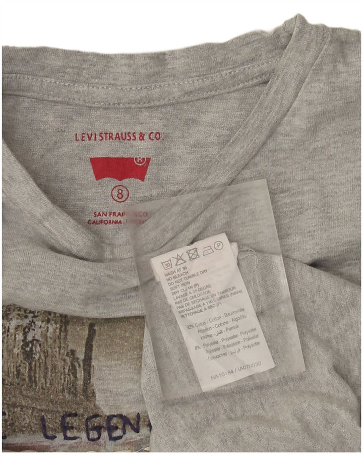 Levi's Boys Graphic Top Long Sleeve 7-8 Years Grey Flecked Cotton