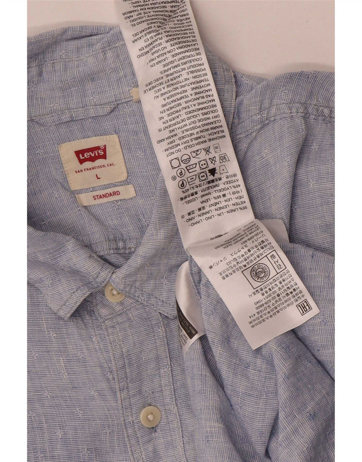 Camicia standard da uomo Levi's Large in lino blu