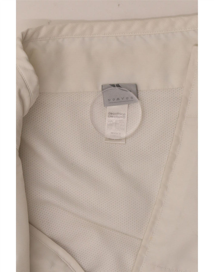 Domyos Herren-Trainingsanzug-Oberteil, Jacke, 2XL, weißes Colourblock-Polyester