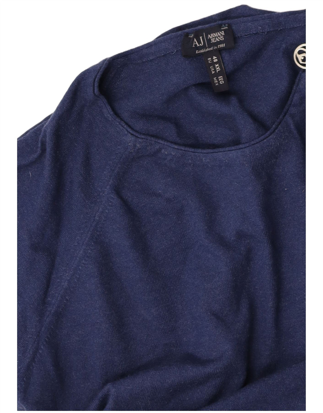 ARMANI Womens Zip Neck Jumper Sweater EU 48 2XL Navy Blue
