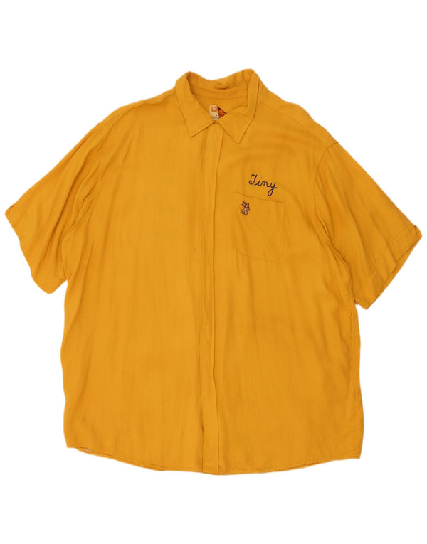 Vintage Womens Graphic Short Sleeve Shirt UK 22 3XL Yellow