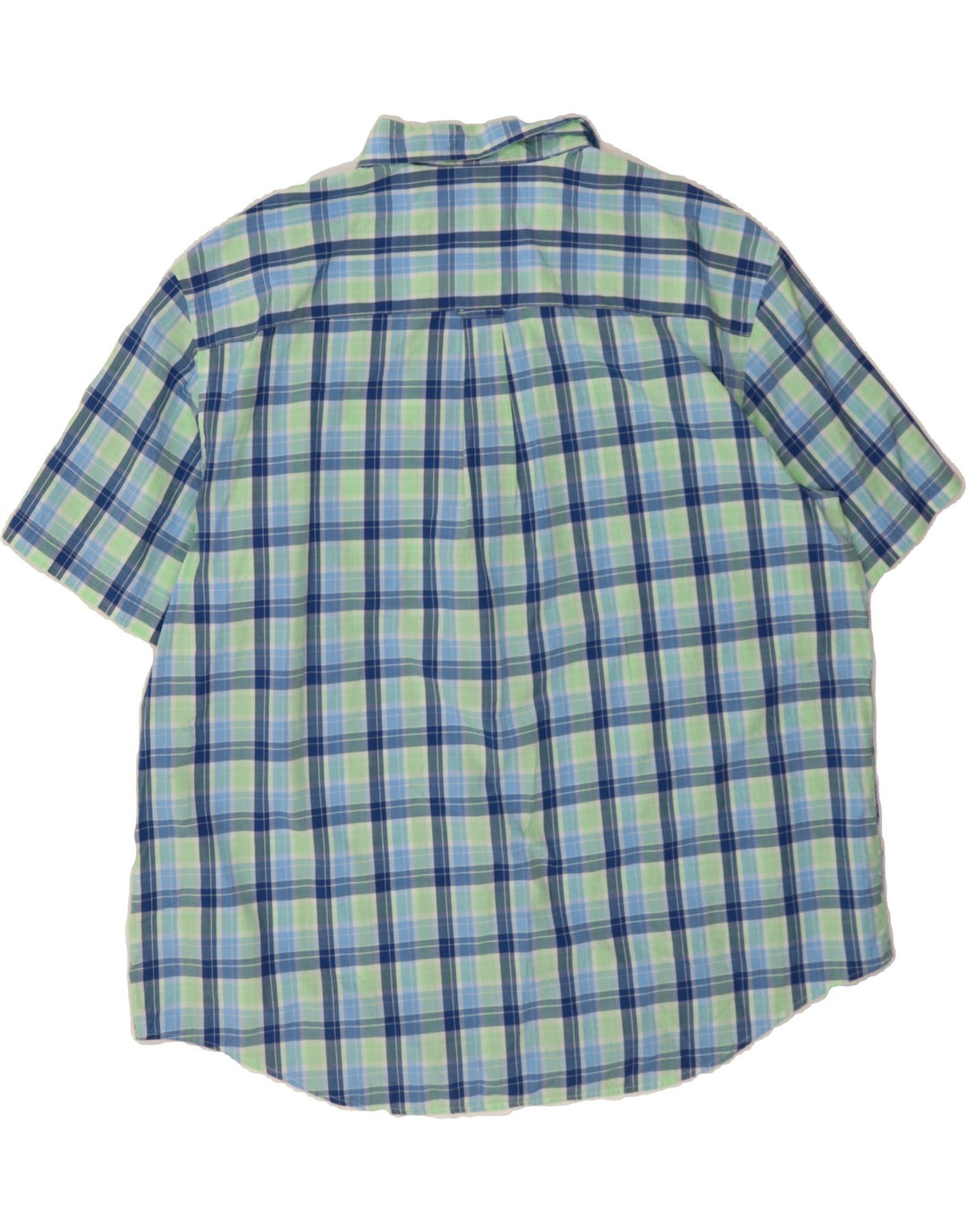 IZOD Mens Short Sleeve Shirt 2XL Blue Check Cotton Vintage Izod and Second-Hand Izod from Messina Hembry 