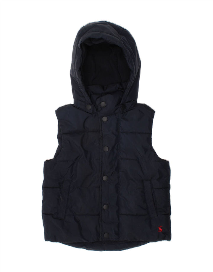 JOULES Boys Hooded Padded Gilet 3-4 Years Navy Blue Polyester Vintage Joules and Second-Hand Joules from Messina Hembry 