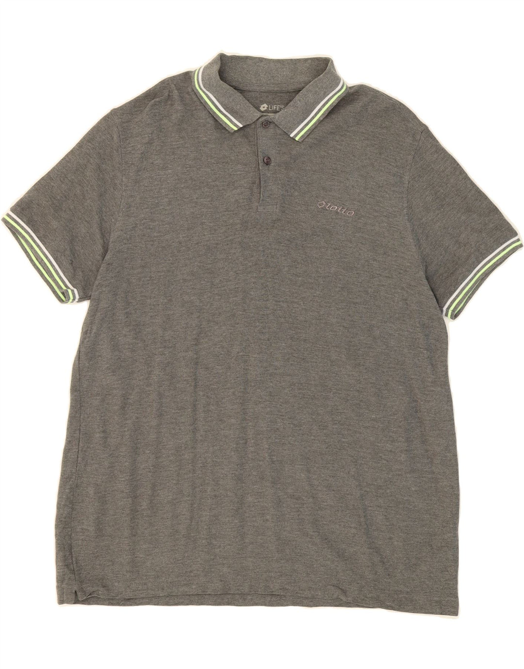 LOTTO Mens Polo Shirt 2XL Grey Cotton Vintage Lotto and Second-Hand Lotto from Messina Hembry 