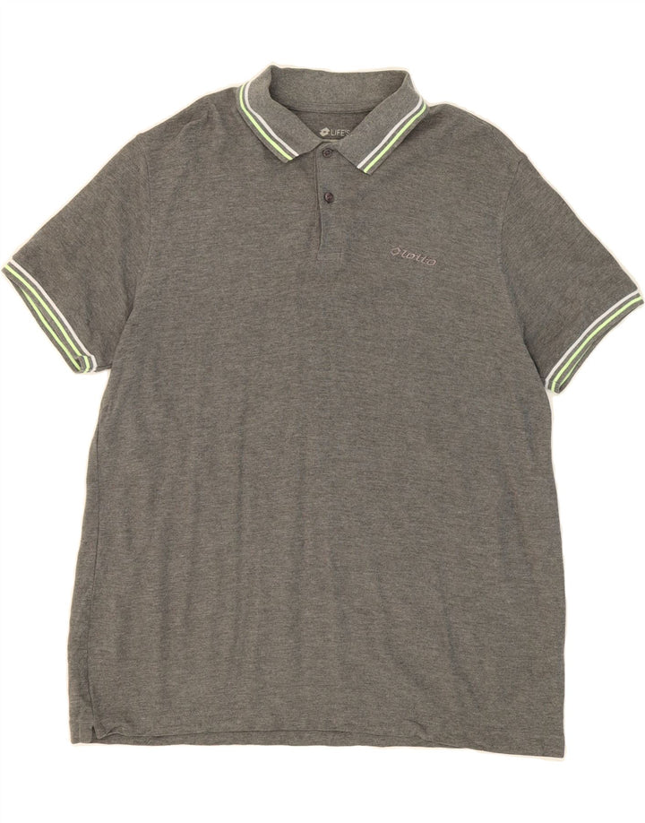 LOTTO Mens Polo Shirt 2XL Grey Cotton Vintage Lotto and Second-Hand Lotto from Messina Hembry 