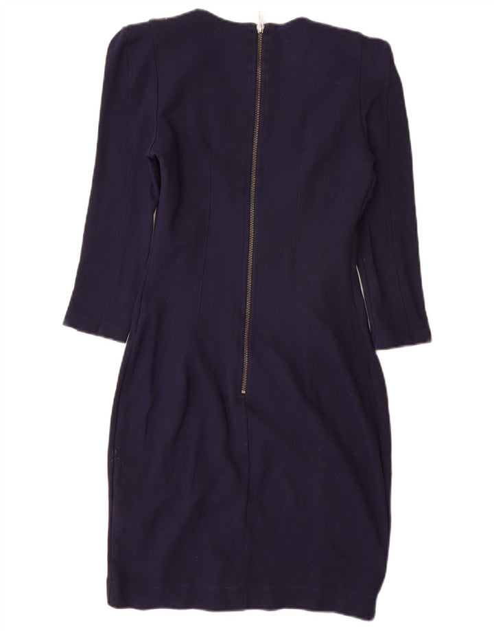 French Connection Womens 3/4 Sleeve Sheath Dress UK 12 Medium Navy Blue