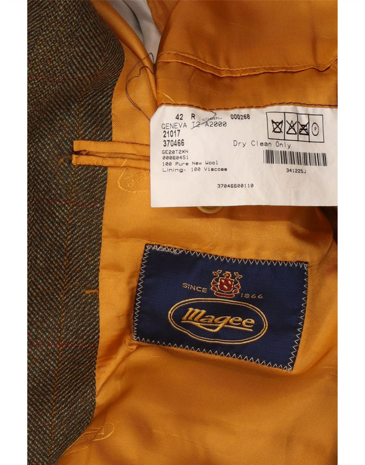 Magee Herre 2-knaps blazerjakke UK 42 XL brun ternet uld