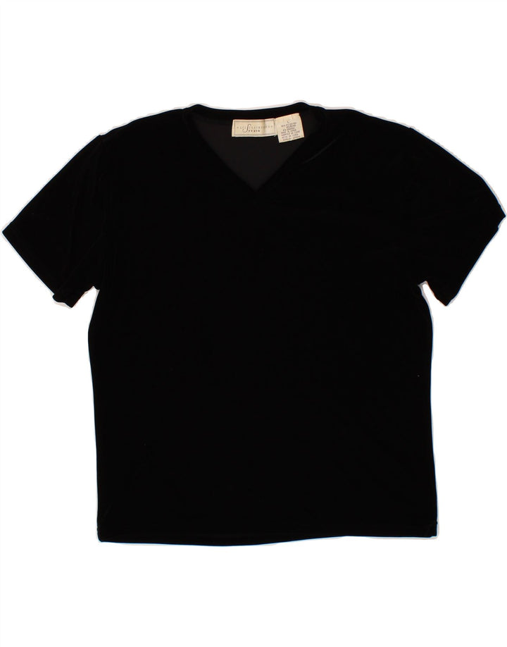 LIZ CLAIBORNE Womens T-Shirt Top UK 16 Large Black Polyester Vintage Liz Claiborne and Second-Hand Liz Claiborne from Messina Hembry 