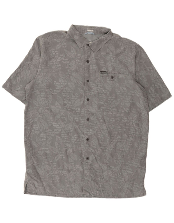 Columbia Mens Omni-Shade Short Sleeve Regular Fit Shirt XL Grey Floral