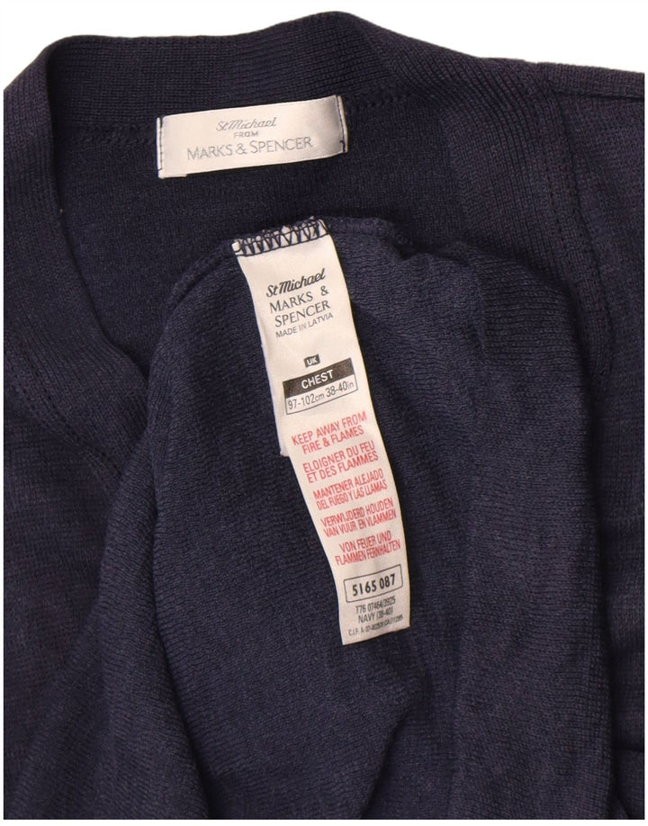 Suéter cardigã feminino Marks & Spencer EU 38/40 médio lã azul marinho