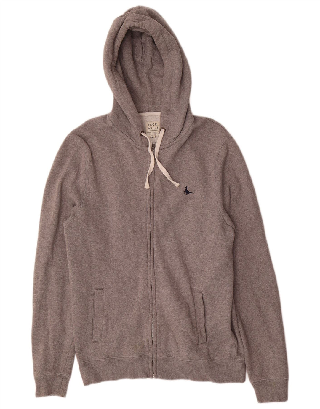 Jack Wills Mens Zip Hoodie Sweater Medium Grey Flecked Cotton