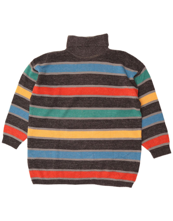 Vintage Damen Rollkragenpullover Pullover UK 18 XL Bunt gestreift