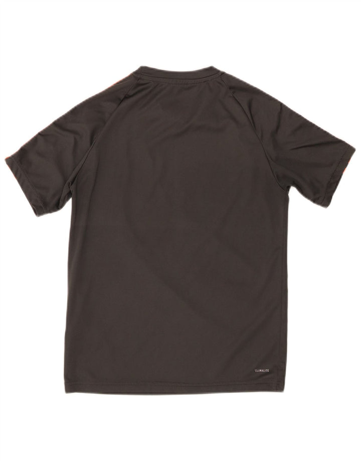 Adidas Boys Climalite Graphic T-Shirt Top 11-12 Years Grey Polyester
